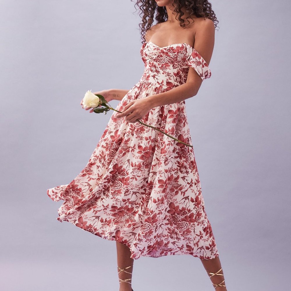 Reformation Violet Dress in Toile De Jouy Print. Size 2